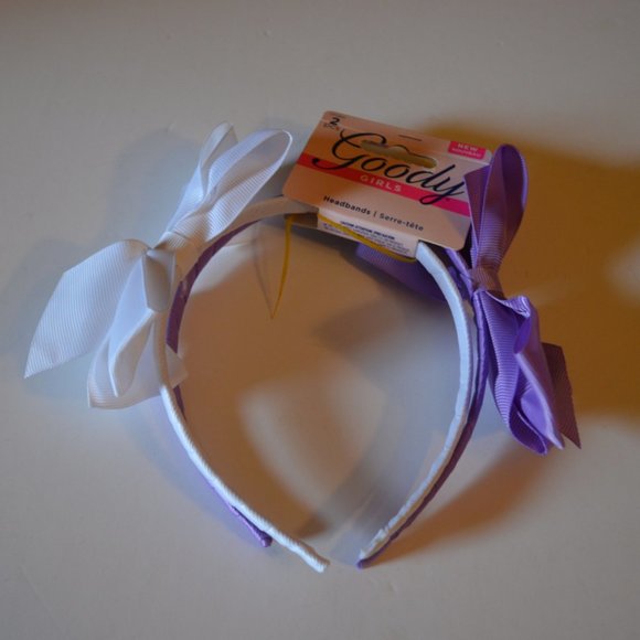Goody (r) Girls Headbands White Purple Bows 2 psc. - Picture 1 of 4